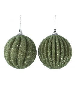 Decoris Pallina Natalizia - Verde Rosmarino Scintillante - 8cm