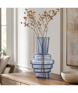 Kaemingk Vaso decorativo blu effetto anticato 18x30 cm per fiori secchi