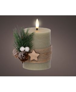 Lumineo Candela LED Foglie Verde - Eleganza e Atmosfera - 7,5x13 cm