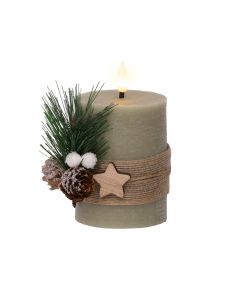 Lumineo Candela LED Foglie Verde - Eleganza e Atmosfera - 7,5x13 cm