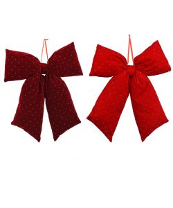 Fiocco Decorativo 40 cm in poliestere con diamantini- Rosso/Bordeaux
