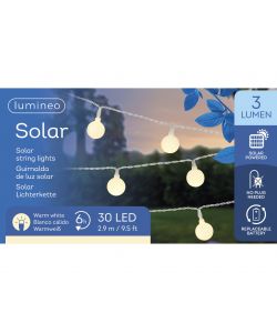 Lumineo Catena solare 2,9 m con luci a sfera bianco caldo per esterni