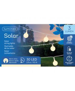 Lumineo Catena solare 2,9 m con luci a sfera bianco caldo per esterni