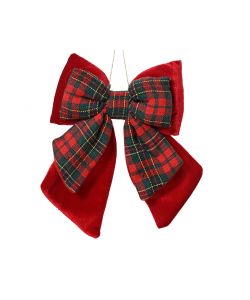 Decoris Fiocco Natalizio Rosso in Velluto - 18x23 cm