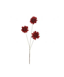 Stelo Dahlia Fiore Decorativo Rosso H 70 cm in Velluto di Poliestere