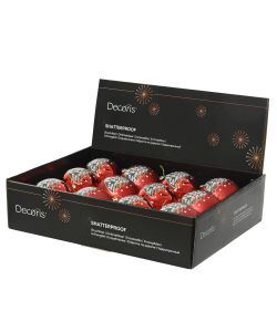 Decoris Pallina di Natale Rossa con Decorazione Albero - 8cm