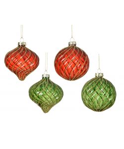 Decoris Pallina di Natale in Vetro con Glitter - 8 cm