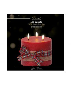 Lumineo Candela LED Rossa - Atmosfera Calda e Accogliente - 15cm