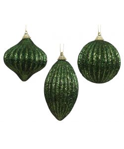 Decoris Palline Natalizie Verde Abete Glitterate 8 cm Set Assortito