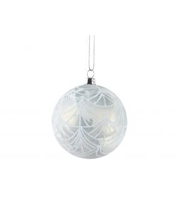 Pallina di Natale Argento Scintillante - Effetto Ghiaccio - D. 8 cm