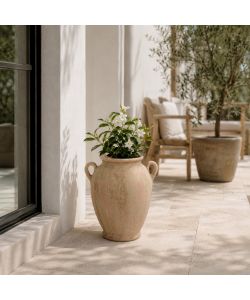 Kaemingk anfora terracotta beige 28xH37 cm con manici antichizzati