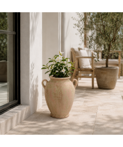 Kaemingk anfora terracotta beige 28xH37 cm con manici antichizzati