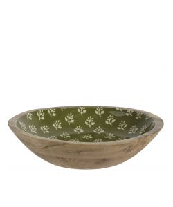Ciotola in Legno di Mango Verde e Beige 30x6,5 cm
