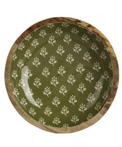 Ciotola in Legno di Mango Verde e Beige 30x6,5 cm