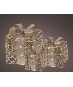 Lumineo Set 3 Giftbox LED Oro - Addobbo Natalizio