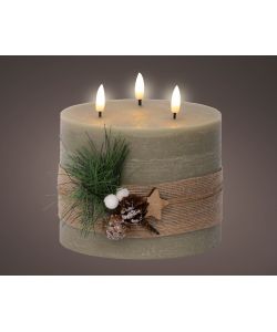 Lumineo LED Candela - Decorazione Foglie Verde - Timer 230h - 15cm