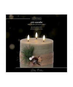Lumineo LED Candela - Decorazione Foglie Verde - Timer 230h - 15cm