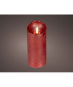 Lumineo Candela LED Oxblood Rossa 17cm con Timer e Effetto Fiamma