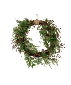 Everlands Corona Natalizia con Bacche Rosse - 40 cm