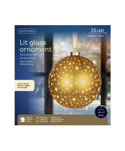 Lumineo - Sfera decorativa oro diam. 19 cm con 25 luci calde