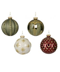 Sfera Vetro Natalizia 8 cm Assortita Colori Oro Rosso Verde Bianco