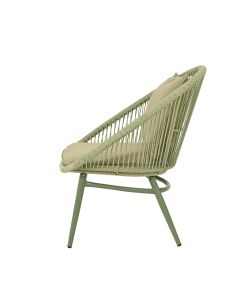 Set Salotto da Giardino Santa Cruz in Vimini Verde - Tavolino, 2 Sedie