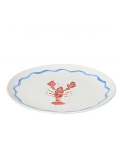 Kaemingk Piatto in Porcellana 26,9 cm Motivo Aragosta Blu/Rosso