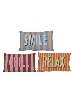 Kaemingk Cuscino Decorativo - 30x50 cm Colorato con Righe e Scritte Assortite