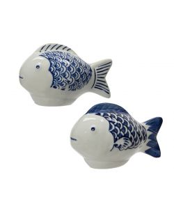 Pesce decorativo in porcellanna Blu e Bianco