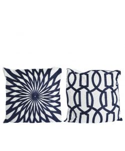Cuscino misto cotone blu bianco 43x43
