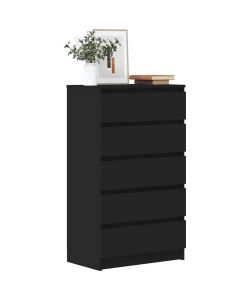 vidaXL Cassettiera Elegante in Legno Multistrato Nero - 60x36x103 cm