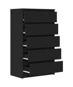 vidaXL Cassettiera Elegante in Legno Multistrato Nero - 60x36x103 cm