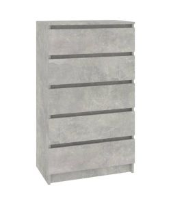 Cassettiera Grigio Cemento 60x36x103 cm in Legno Multistrato