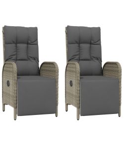 vidaXL Sedie Reclinabili da Esterno - Polyrattan Grigio - 57x62.5x109 cm