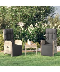 vidaXL Sedie Reclinabili da Esterno - Polyrattan Grigio - 57x62.5x109 cm