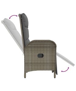 vidaXL Sedie Reclinabili da Esterno - Polyrattan Grigio - 57x62.5x109 cm