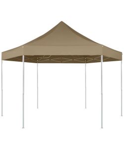 Tendone Esagonale Pieghevole Pop-Up 3,6x3,1 m Tortora 220 g/mq