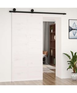 vidaXL Porta del Granaio in Legno Massello di Pino - Bianca - 100x214 cm