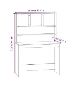 vidaXL Scrivania Bianca con Mensole 102x45x148 cm in Legno Multistrato