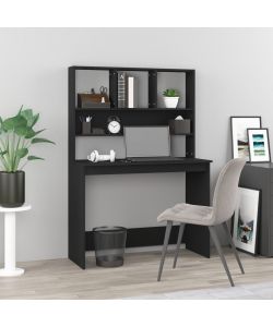 Scrivania con Mensole Nera 102x45x148 cm in Legno Multistrato