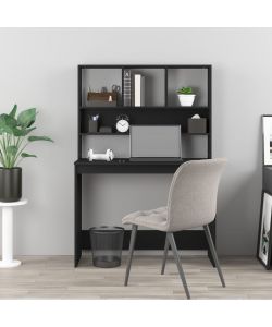 Scrivania con Mensole Nera 102x45x148 cm in Legno Multistrato