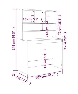 Scrivania con Mensole Nera 102x45x148 cm in Legno Multistrato
