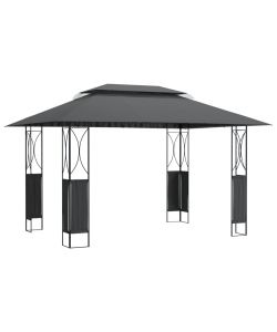 Gazebo con Tetto Antracite 400x300x270 cm Acciaio