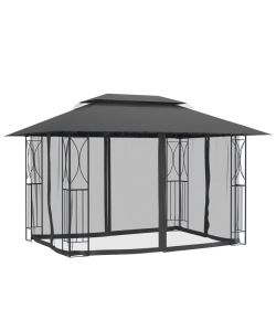 Gazebo con Pareti Laterali Antracite 400x300x270 cm Acciaio
