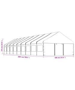 Gazebo con Tetto Bianco 20,07x5,88x3,75 m in Polietilene