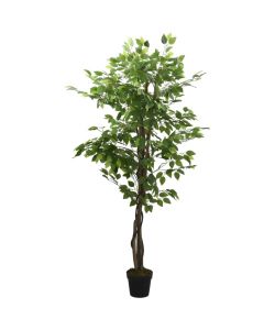 Albero di Ficus Artificiale 630 Foglie 120 cm Verde