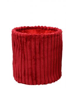Cesta rotonda artigianale in pelliccia sintetica rossa 30x30 cm