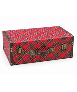 Valigetta Tartan 40x30x15 cm Colore Rosso - Manico e Decorazioni Bronzo