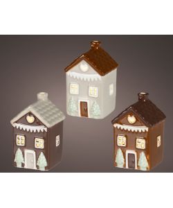 LED House Casetta luminosa natalizia Assortita 6,2x5,7x10,5 cm