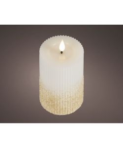 LED Candela Effetto Fiamma 7,5x15 cm Bianco Caldo per Interni